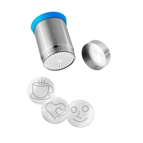 Set barista Motta – shaker pentru cacao și scorțișoară cu șabloane